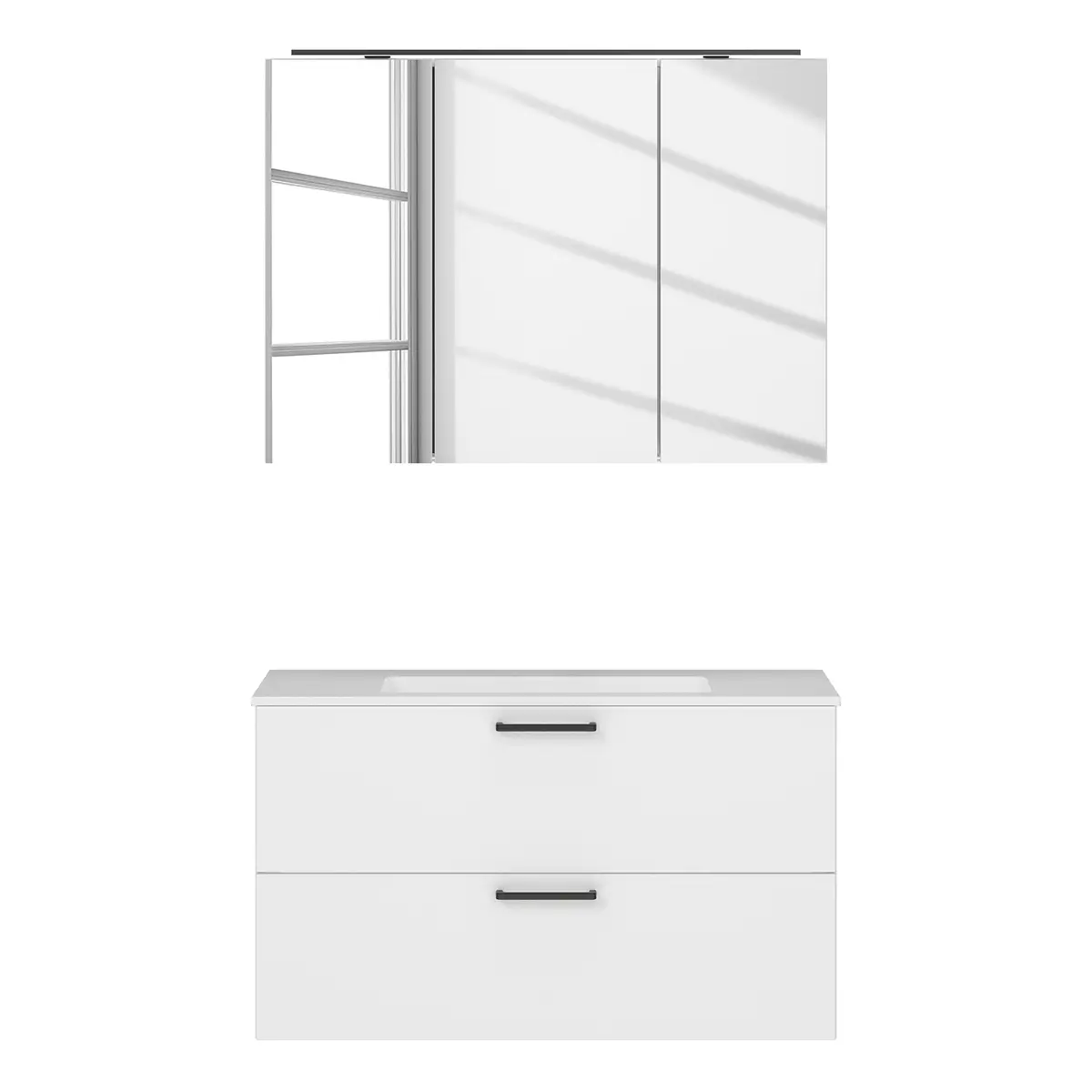 Badezimmerset MYBA XIII 2-teilig 100cm Weiß/Weiß | Weiß
