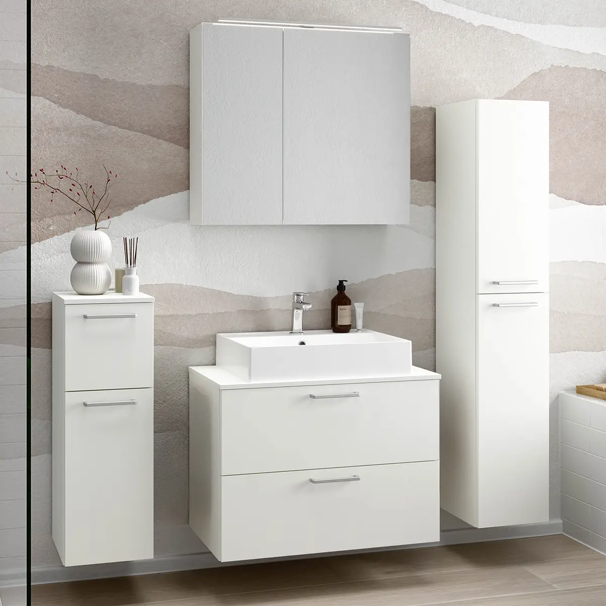 Badezimmerset MYBA XXXII 140cm Weiß/Weiß | Weiß