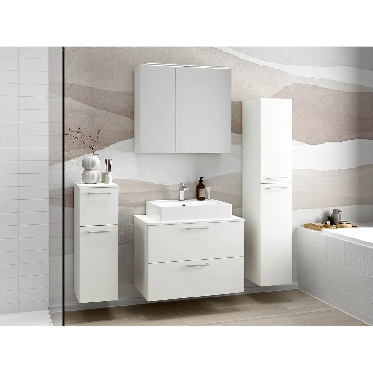 Badezimmerset MYBA XXXII 140cm Weiß/Weiß | Weiß
