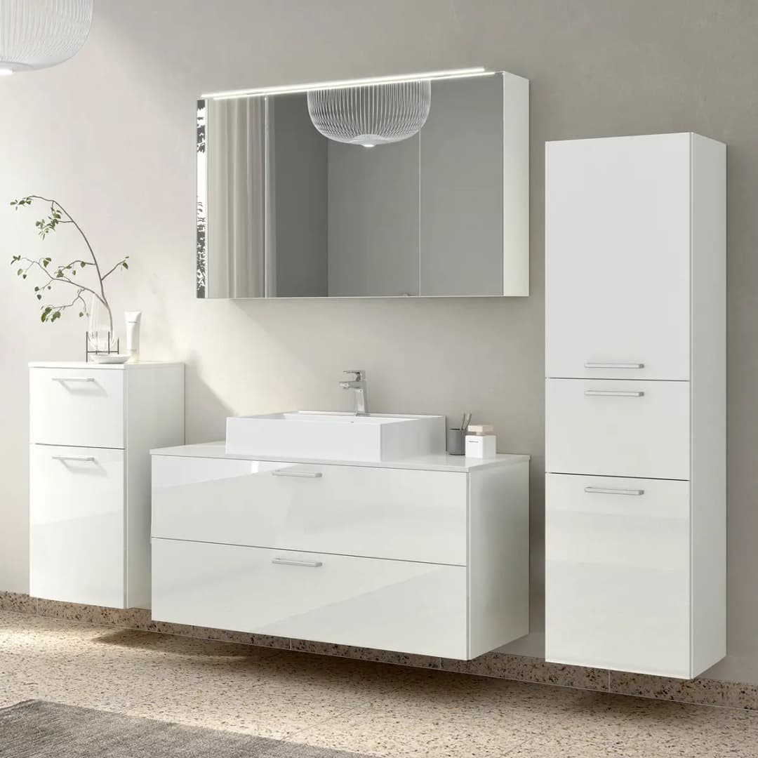Badezimmerset MYBA XXXII 4-teilig 210cm Weiß/Hochglanz Weiß | Weiß
