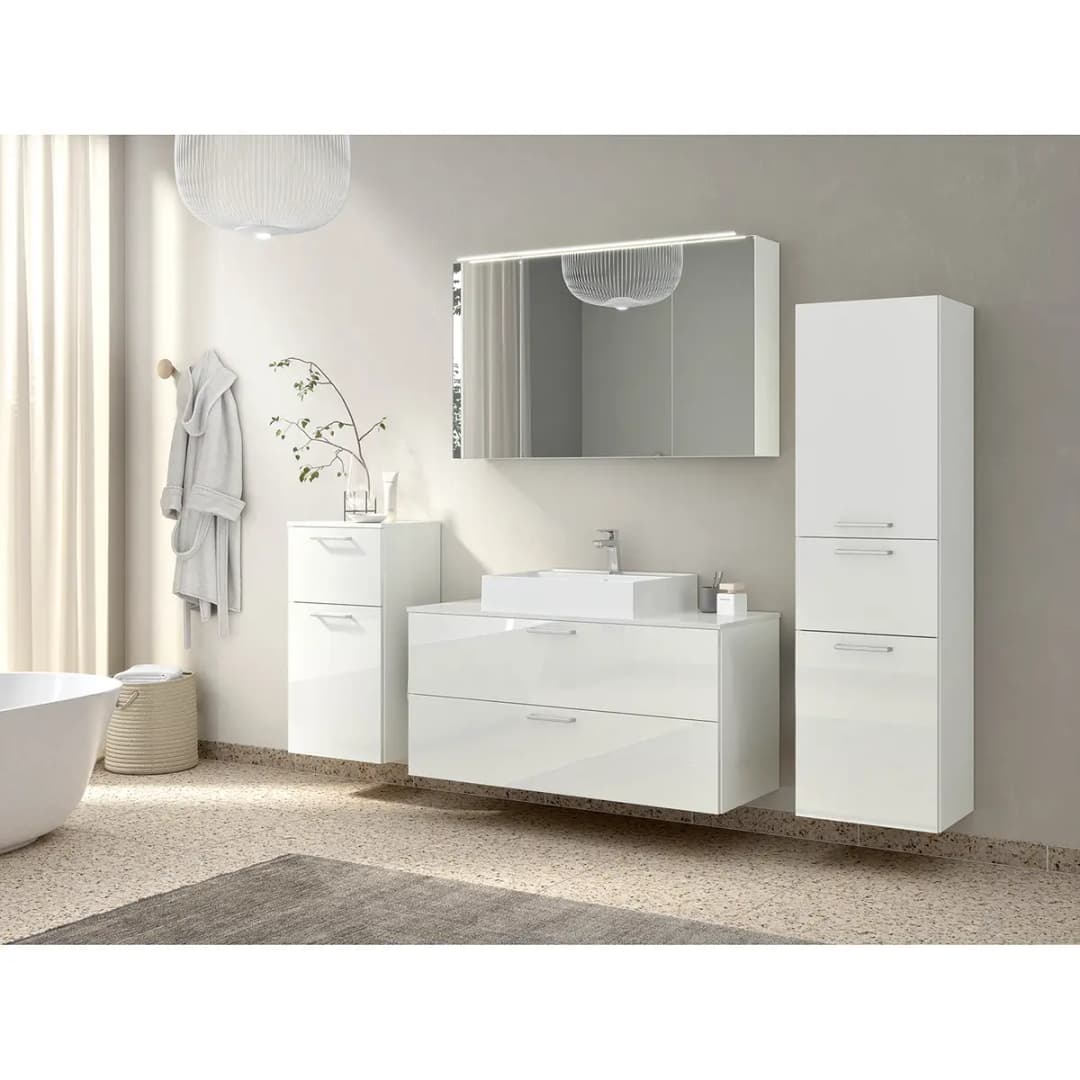 Badezimmerset MYBA XXXII 4-teilig 210cm Weiß/Hochglanz Weiß | Weiß