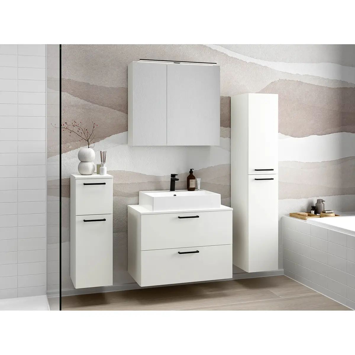 Badezimmerset MYBA XXXIII 4-teilig 140cm Weiß/Weiß | Weiß