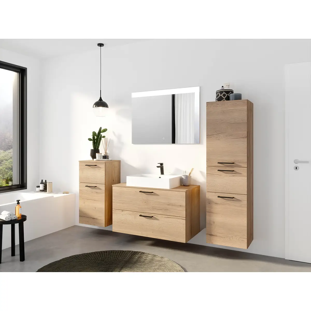 Badezimmerset MYBA XXXI 4-teilig 190cm Braun/Eiche Dekor | Braun