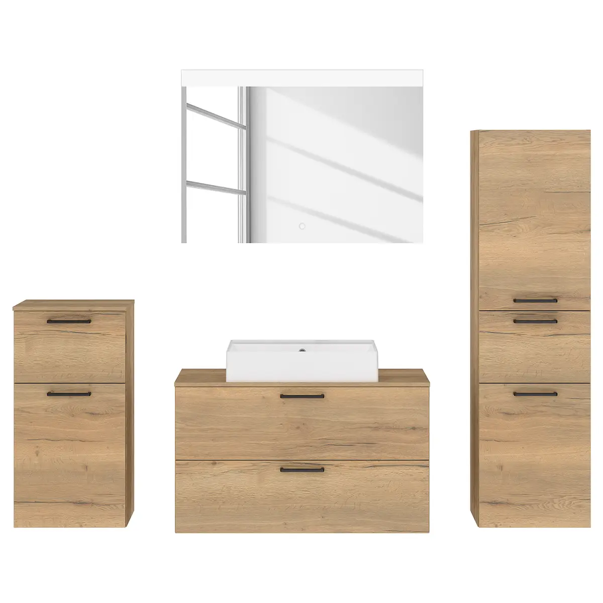 Badezimmerset MYBA XXXI 4-teilig 190cm Braun/Eiche Dekor | Braun