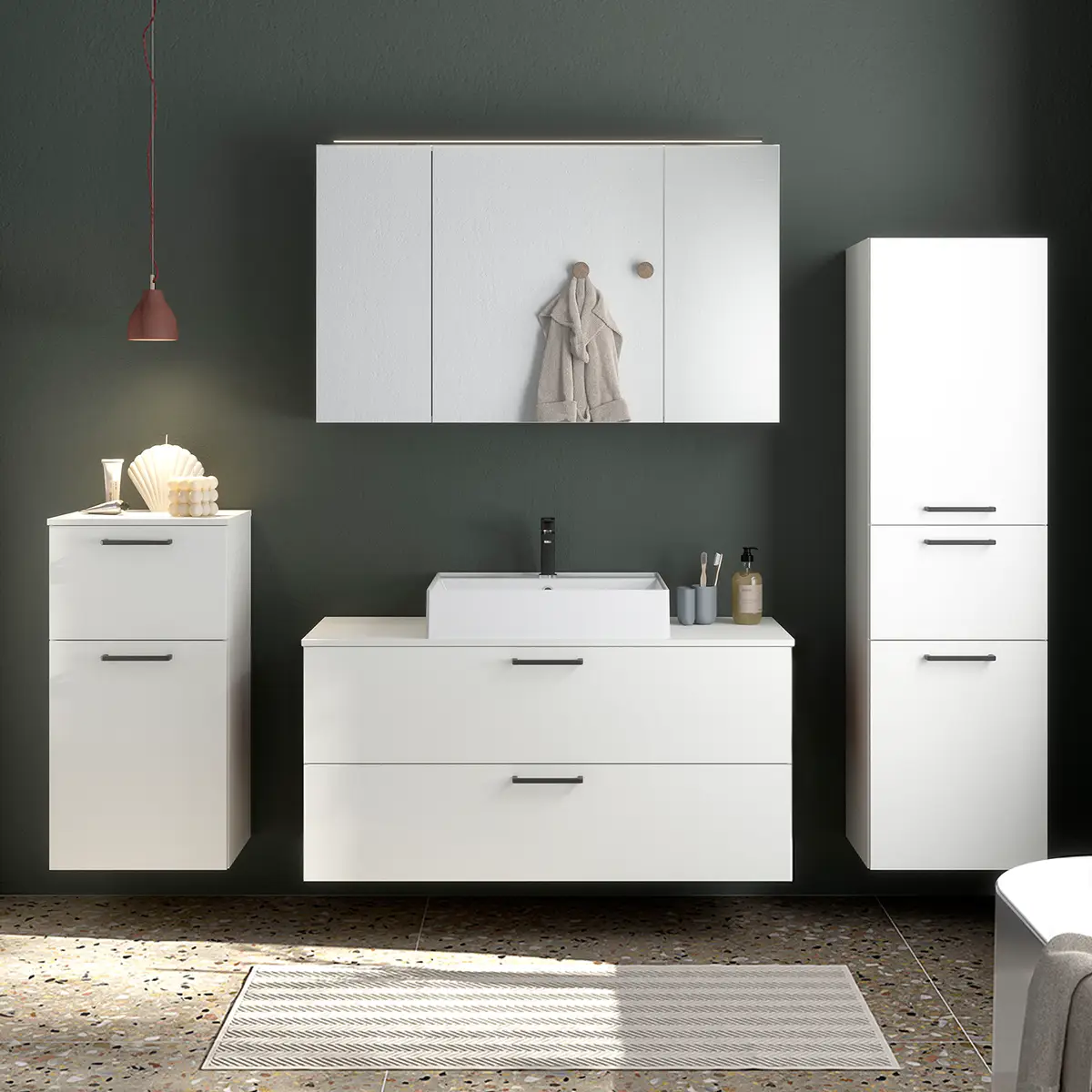 Badezimmerset MYBA XXXIII 4-teilig 210cm Weiß/Weiß | Weiß