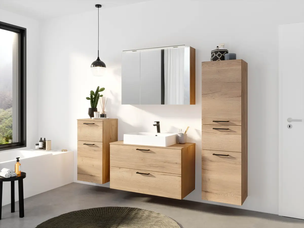Badezimmerset MYBA XXIV 2-teilig 100cm Braun/Eiche Dekor | Braun