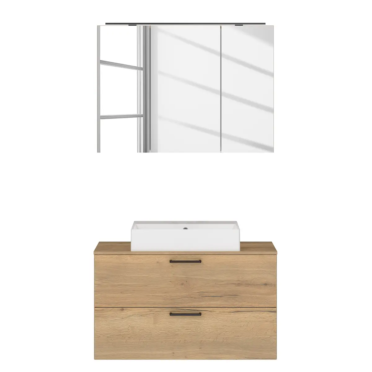Badezimmerset MYBA XXIV 2-teilig 100cm Braun/Eiche Dekor | Braun