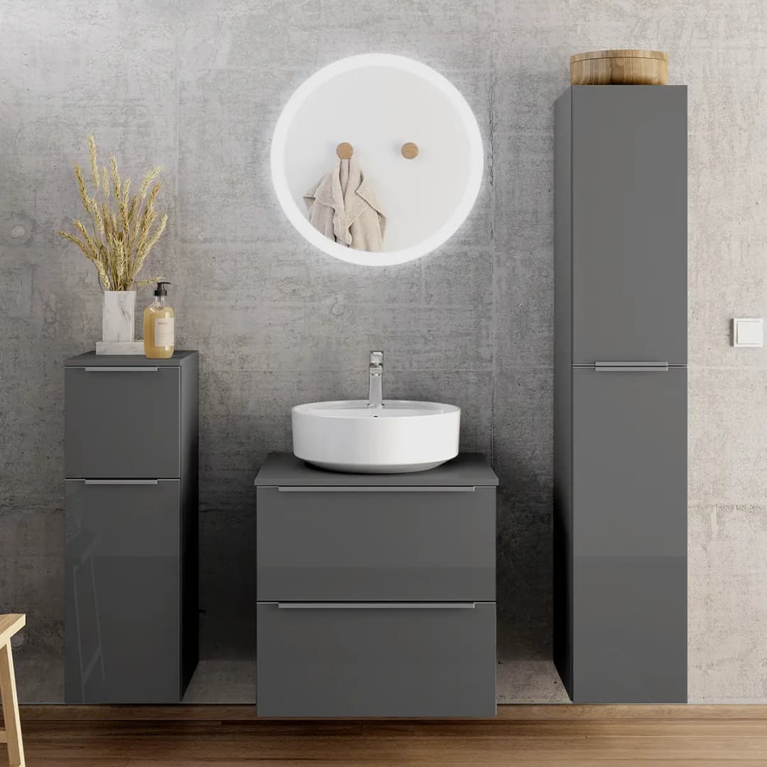 Badezimmerset MYBA LII 4-teilig 120cm Grau/Hochglanz Grau | Grau