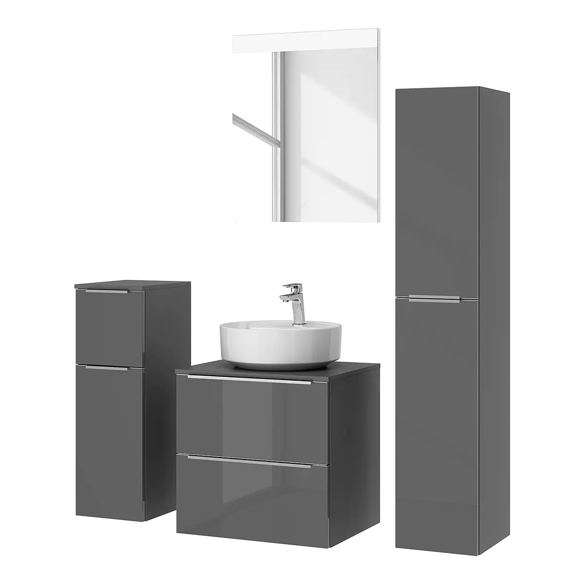 Badezimmerset MYBA XXXVIII 4-teilig 120cm Grau/Hochglanz Grau | Grau