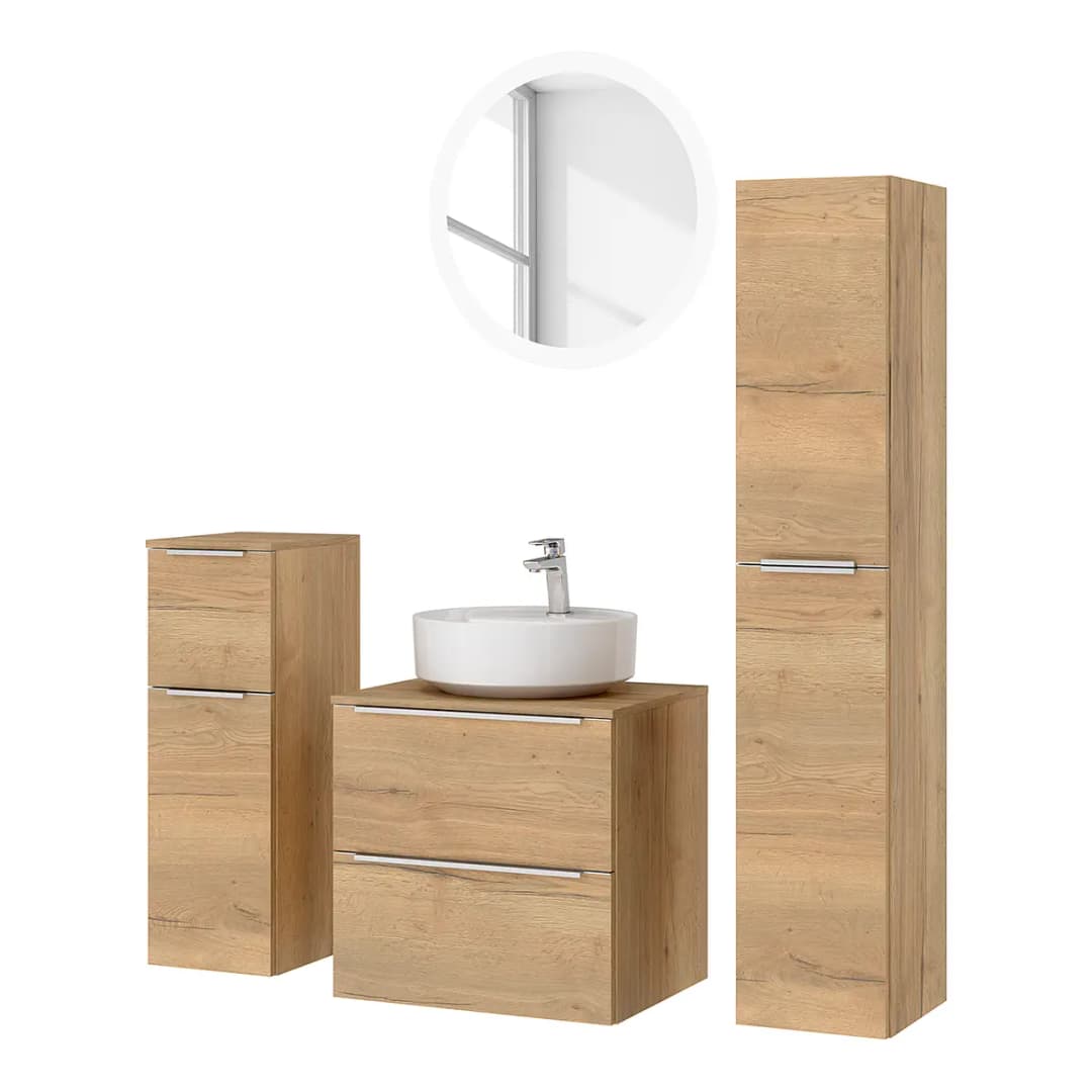 Badezimmerset MYBA LII 4-teilig 120cm Braun/Eiche Dekor | Braun