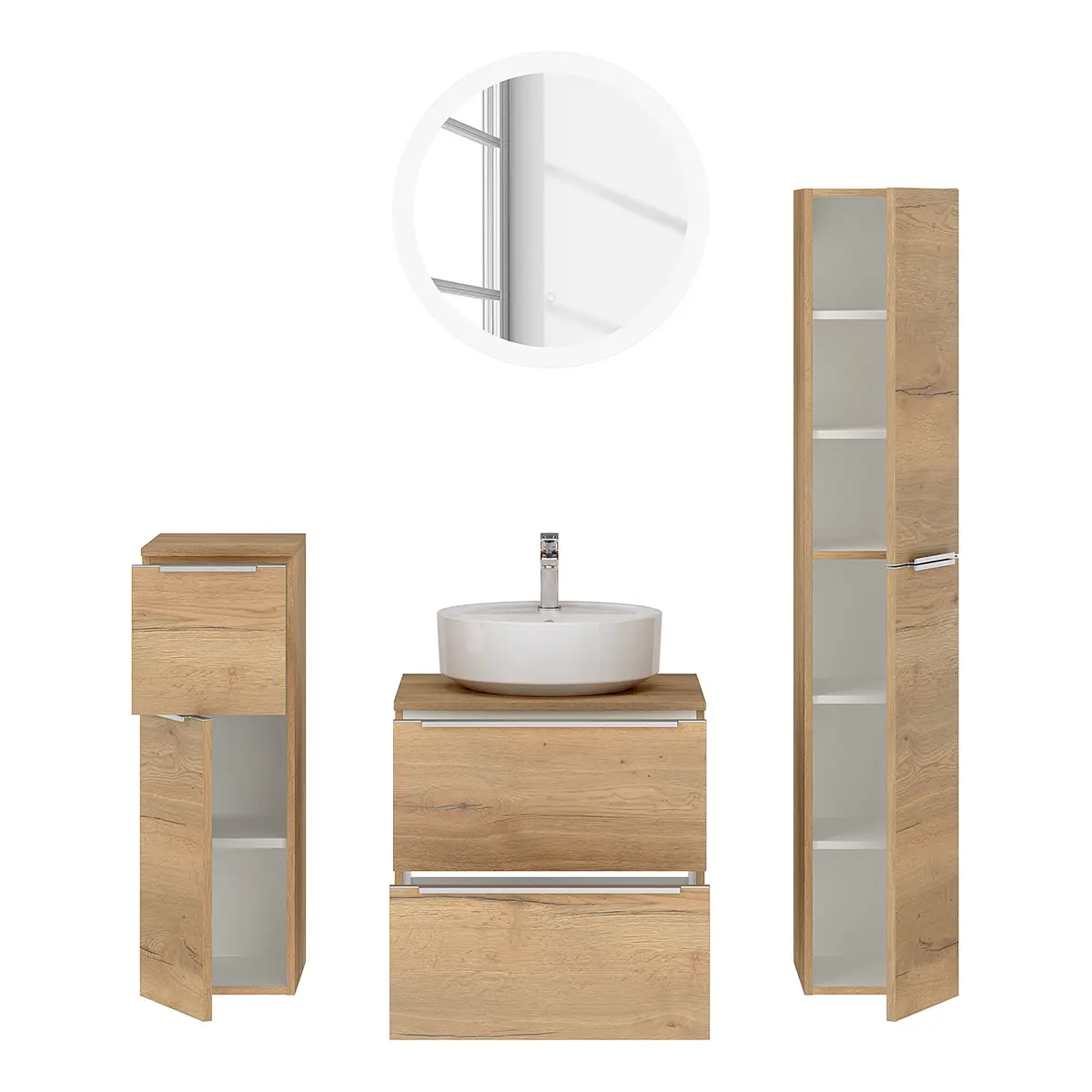 Badezimmerset MYBA LII 4-teilig 120cm Braun/Eiche Dekor | Braun