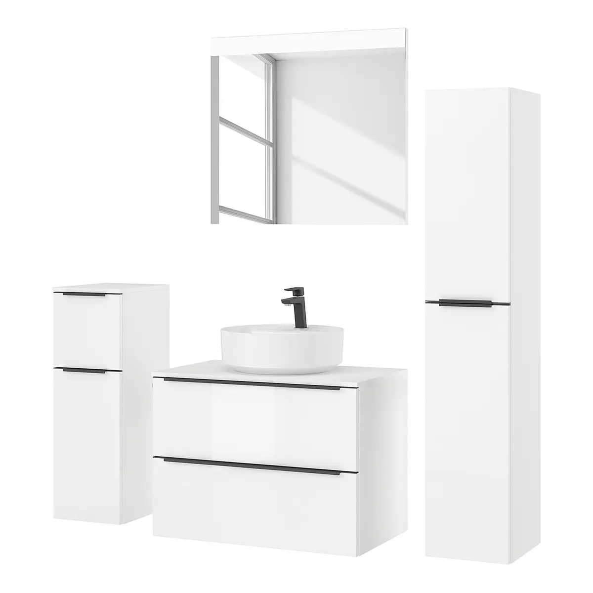 Badezimmerset MYBA XXXIX 4-teilig 140cm Weiß/Hochglanz Weiß