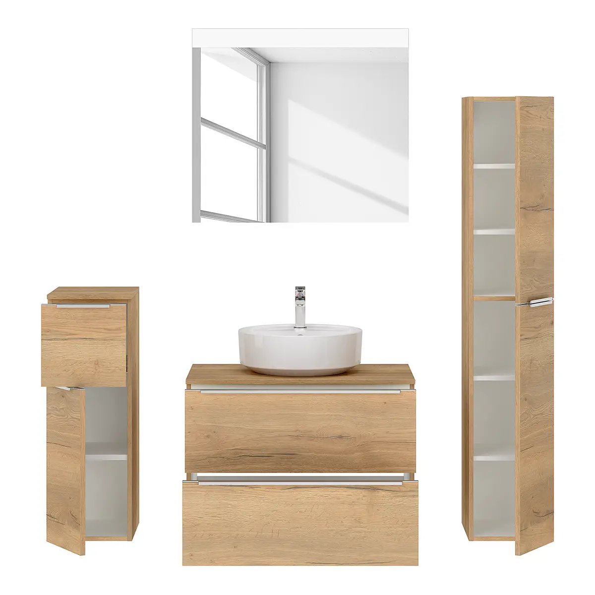 Badezimmerset MYBA XXXVIII 4-teilig 140cm Braun/Eiche Dekor