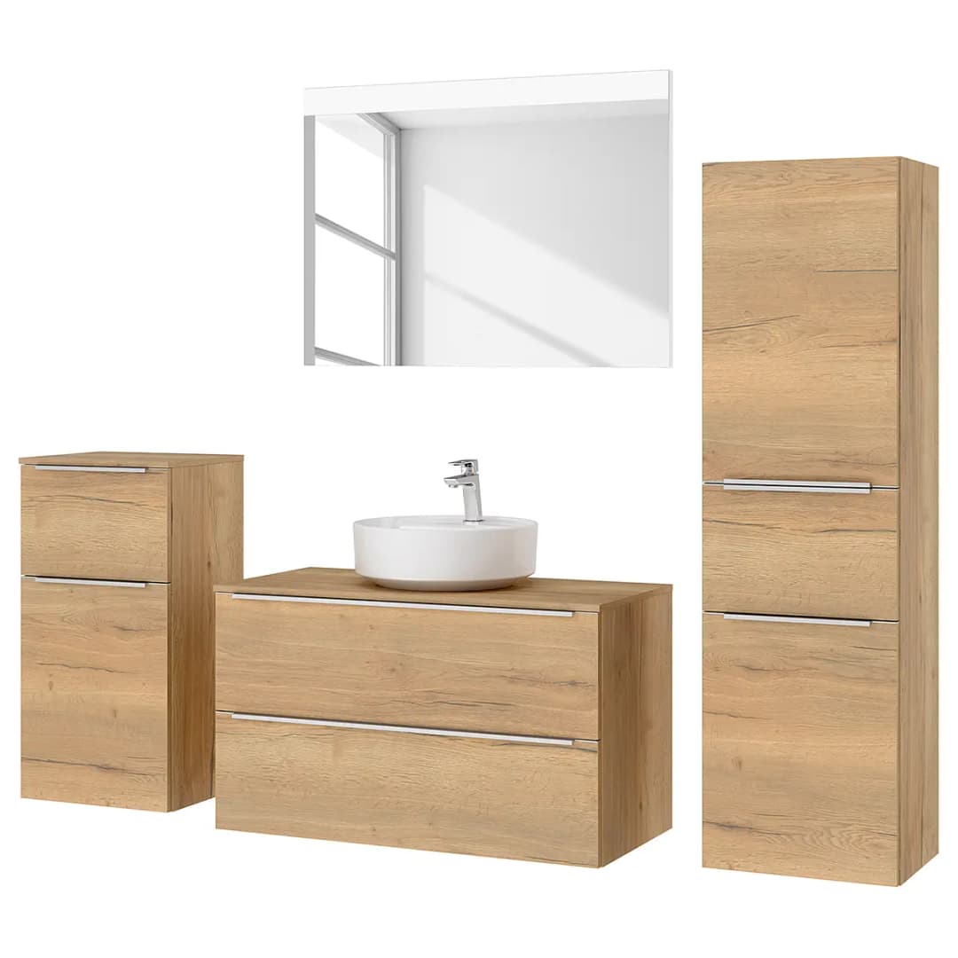 Badezimmerset MYBA XXXVIII 4-teilig 190cm Braun/Eiche Dekor | Braun