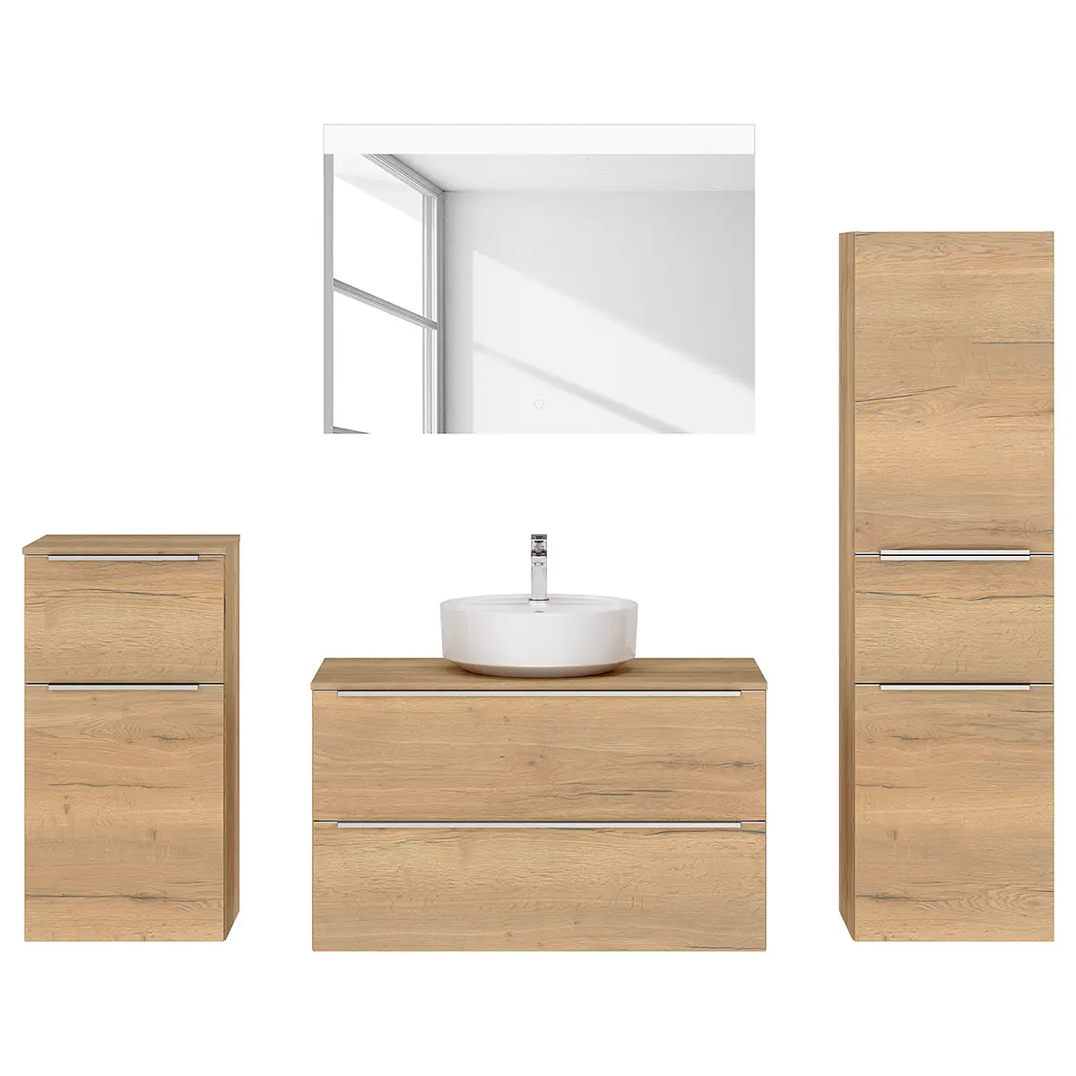 Badezimmerset MYBA XXXVIII 4-teilig 190cm Braun/Eiche Dekor | Braun