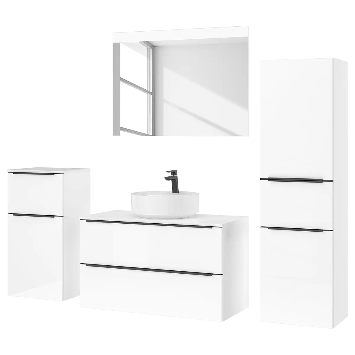 Badezimmerset MYBA XXXIX 4-teilig 190cm Weiß/Hochglanz Weiß | Weiß