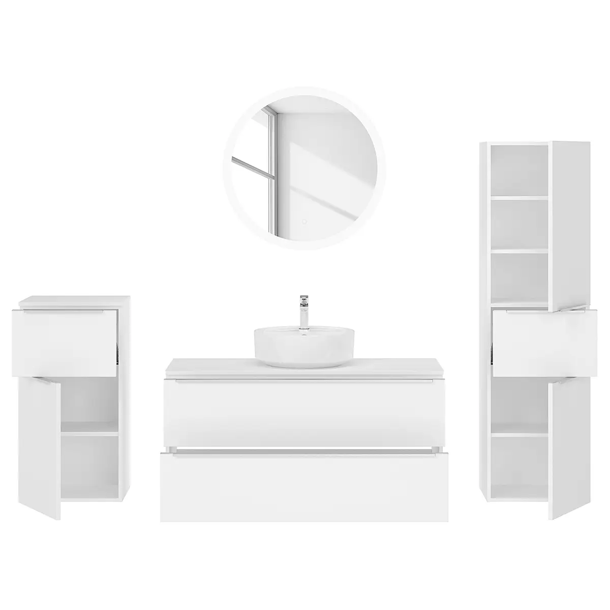 Badezimmerset MYBA LII 4-teilig 210cm Weiß/Weiß | Weiß