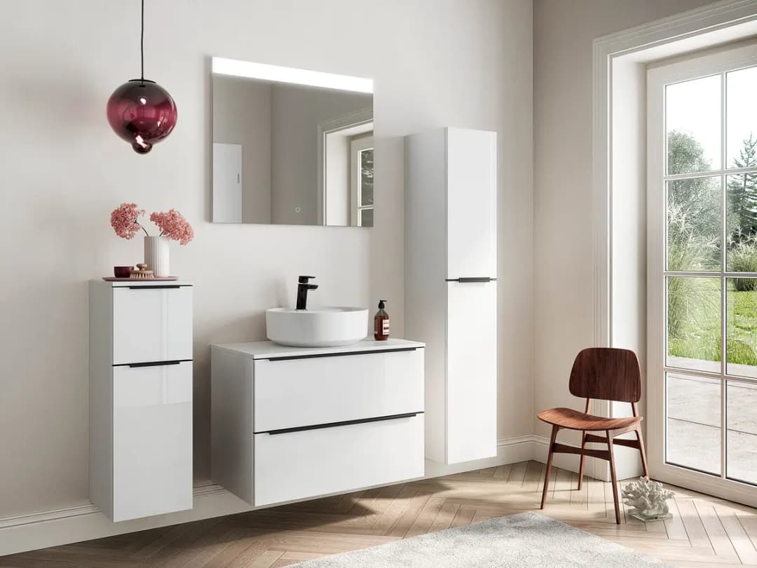 Badezimmerset MYBA XXXV 2-teilig 80cm Weiß/Hochglanz Weiß | Weiß