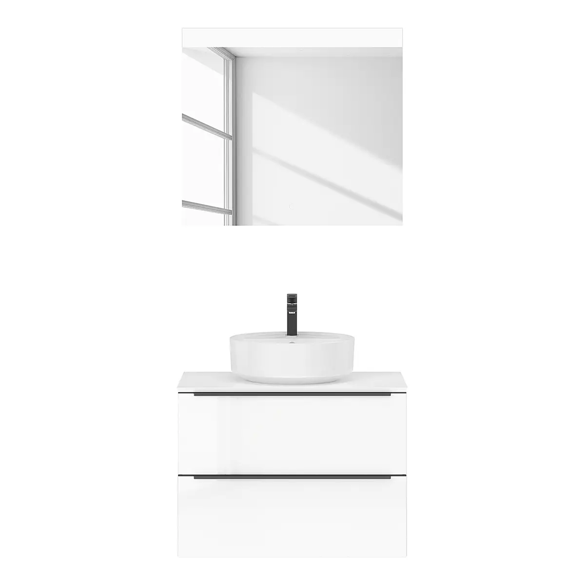 Badezimmerset MYBA XXXV 2-teilig 80cm Weiß/Hochglanz Weiß | Weiß