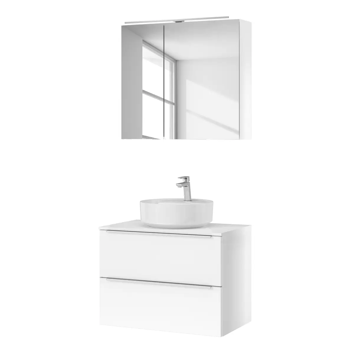 Badezimmerset MYBA XXXVI 2-teilig 80cm Weiß/Hochglanz Weiß | Weiß