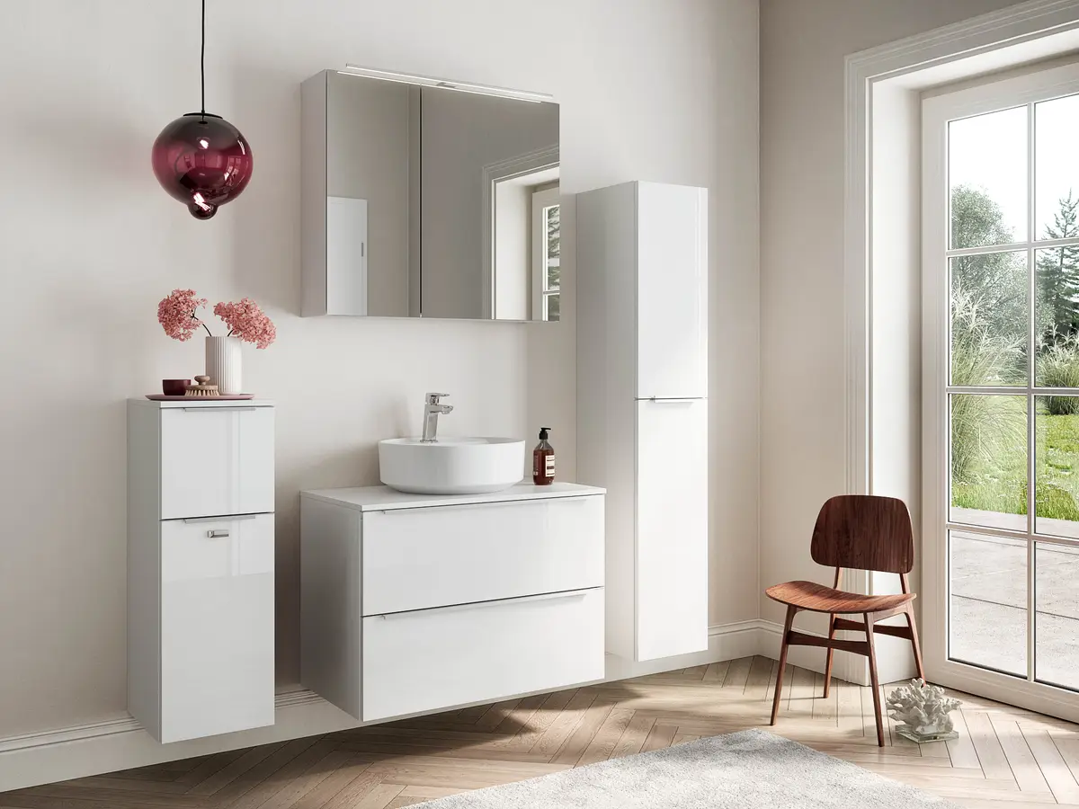 Badezimmerset MYBA XXXVI 2-teilig 80cm Weiß/Hochglanz Weiß | Weiß