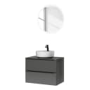 Badezimmerset MYBA LI 2-teilig 80cm Grau/Hochglanz Grau | Grau