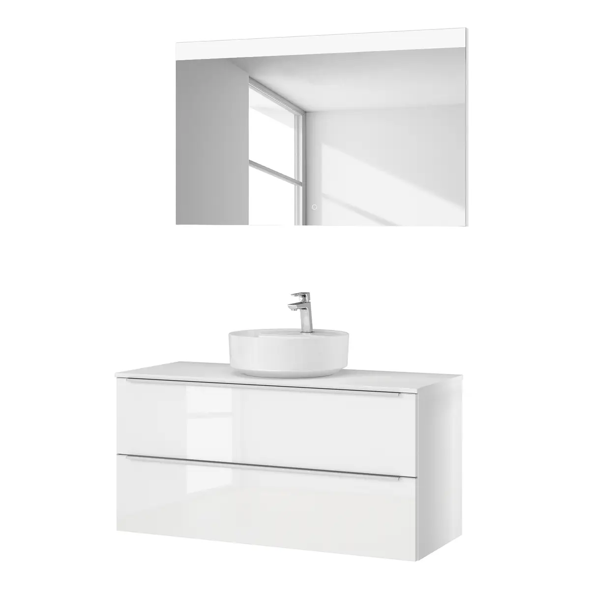 Badezimmerset MYBA XXXIV 2-teilig 120cm Weiß/Hochglanz Weiß