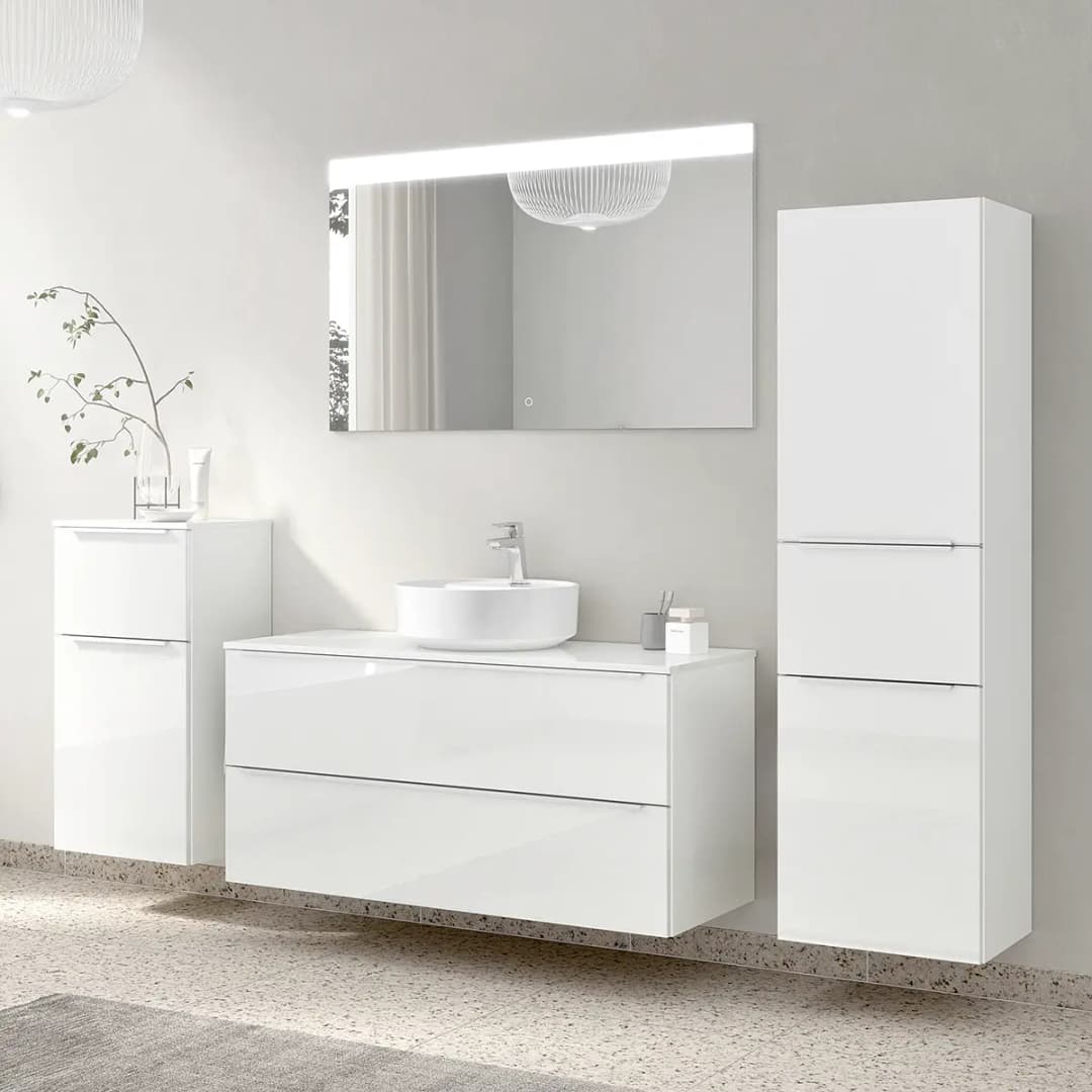 Badezimmerset MYBA XXXIV 2-teilig 120cm Weiß/Hochglanz Weiß