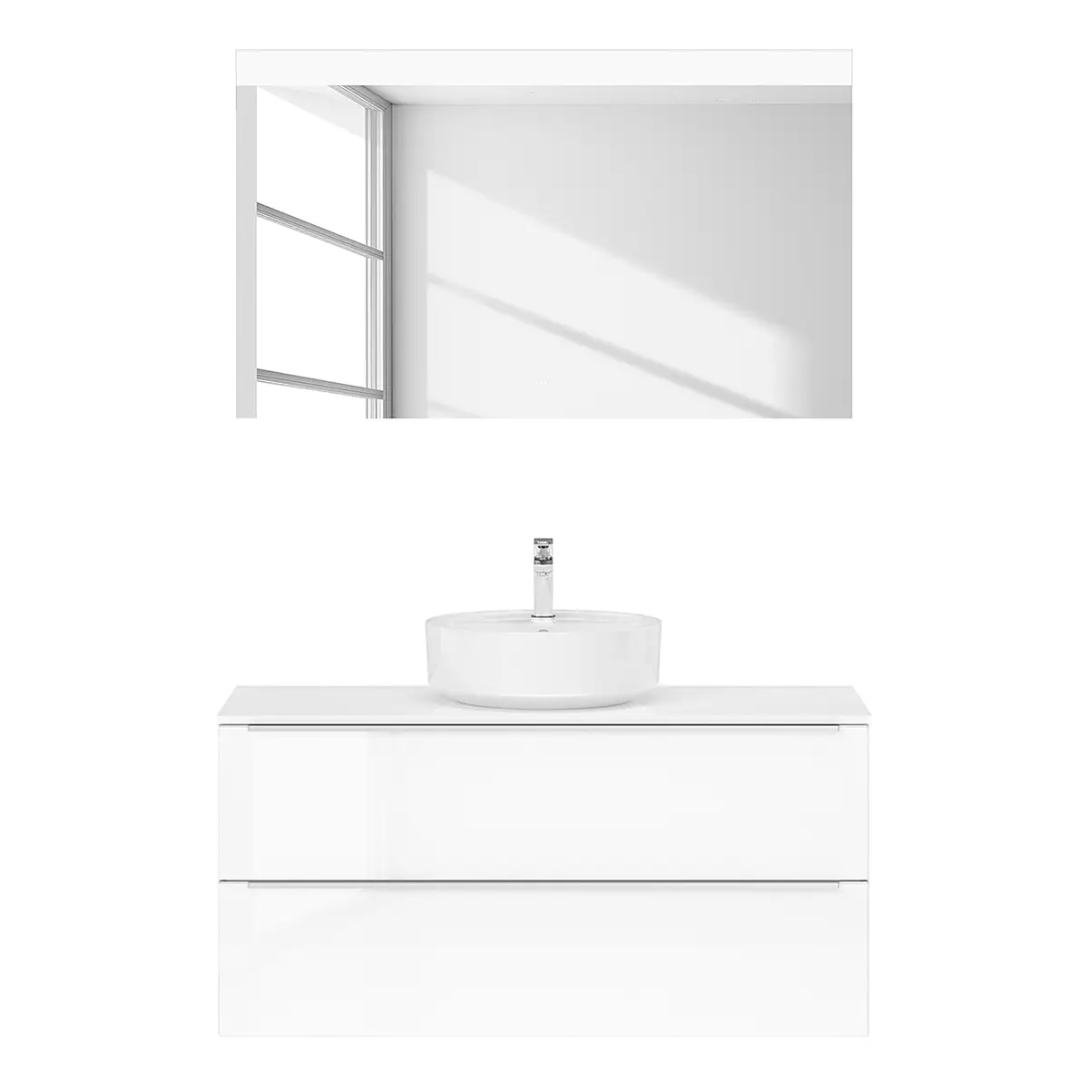 Badezimmerset MYBA XXXIV 2-teilig 120cm Weiß/Hochglanz Weiß