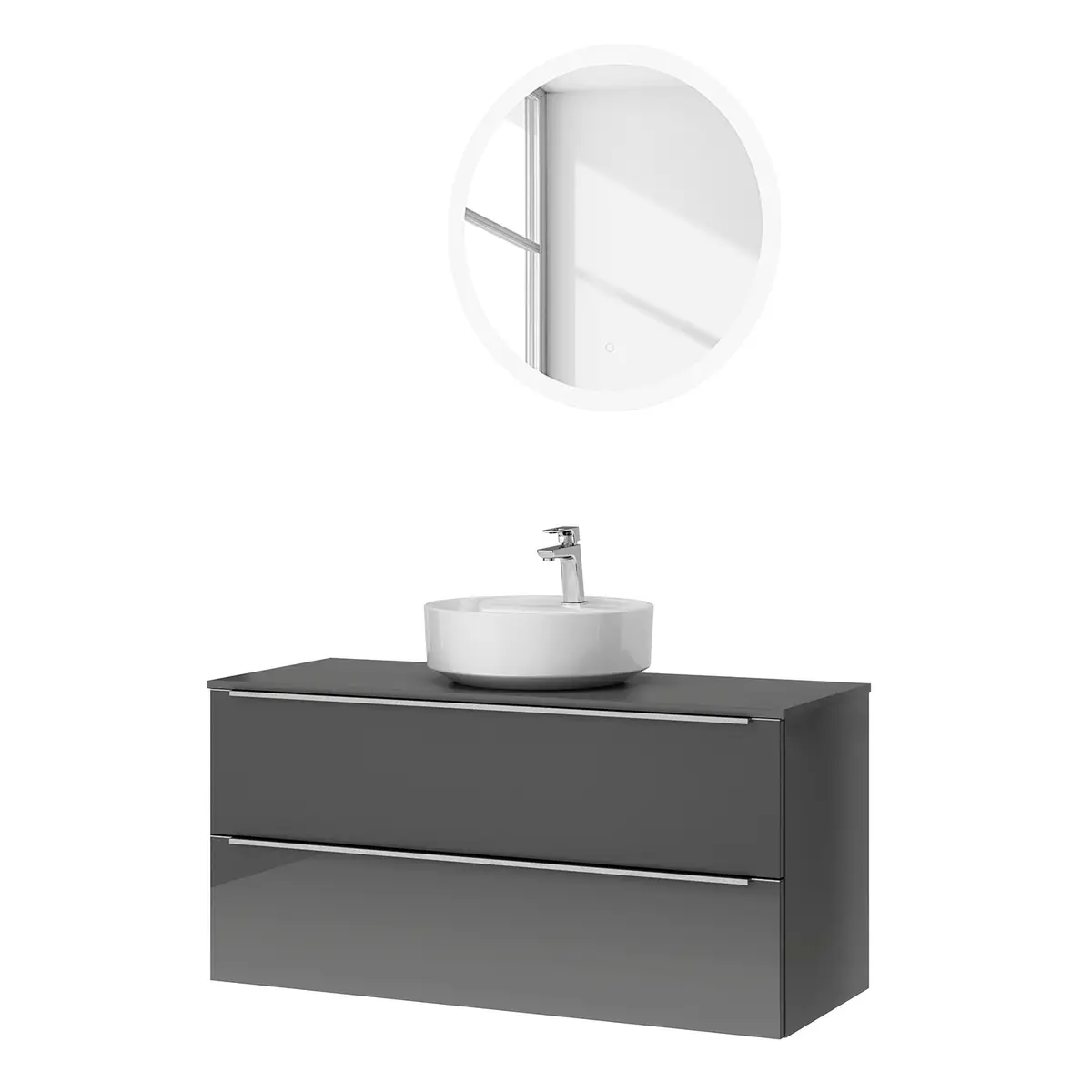 Badezimmerset MYBA L 2-teilig 120cm Grau/Hochglanz Grau | Grau