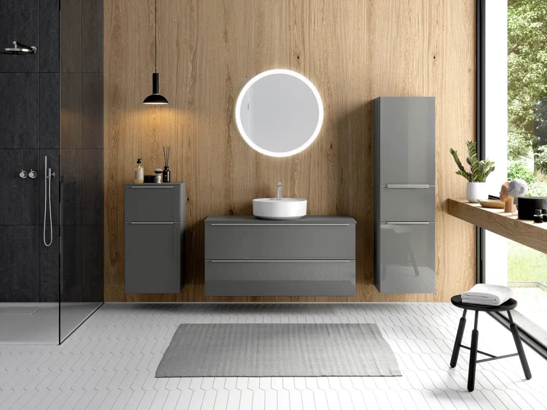 Badezimmerset MYBA L 2-teilig 120cm Grau/Hochglanz Grau | Grau