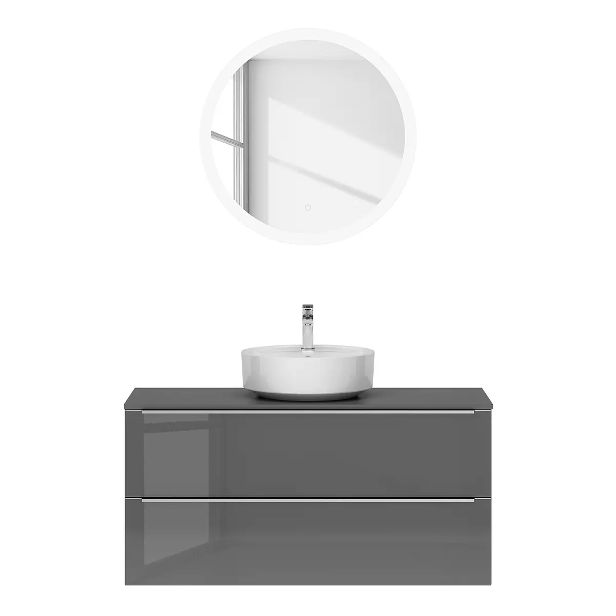 Badezimmerset MYBA L 2-teilig 120cm Grau/Hochglanz Grau | Grau