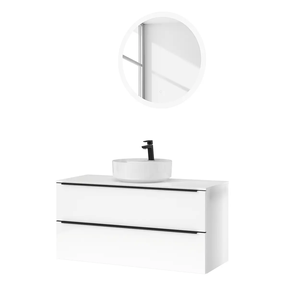 Badezimmerset MYBA LI 2-teilig 120cm Weiß/Hochglanz Weiß | Weiß