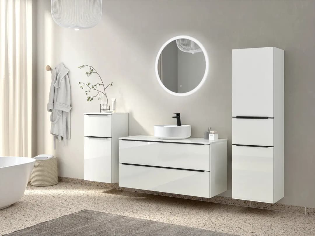 Badezimmerset MYBA LI 2-teilig 120cm Weiß/Hochglanz Weiß | Weiß
