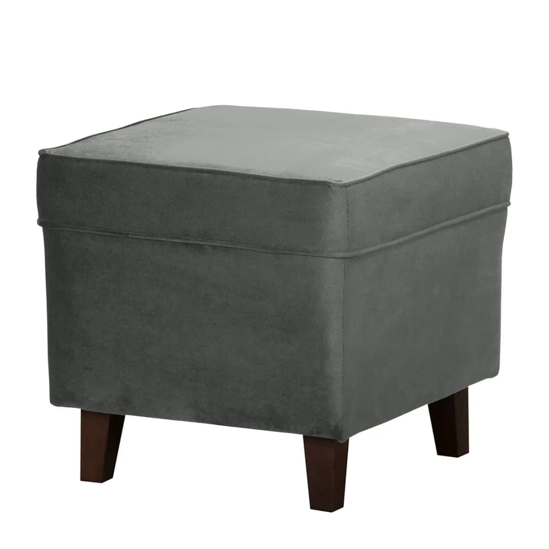 Ohrensessel Grau Samt Vaia mit Hocker | Grau