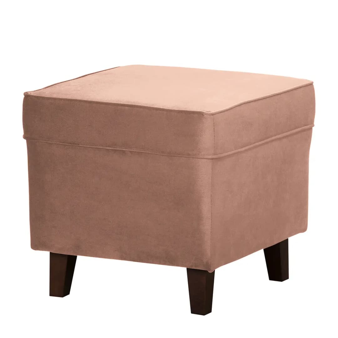 Ohrensessel Pink Samt Vaia mit Hocker | Rosa