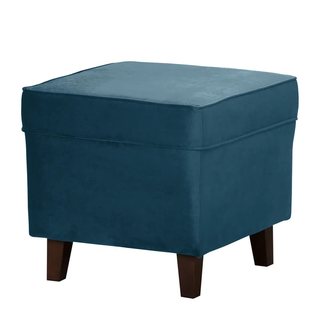 Ohrensessel Blau Samt Vaia mit Hocker | Blau