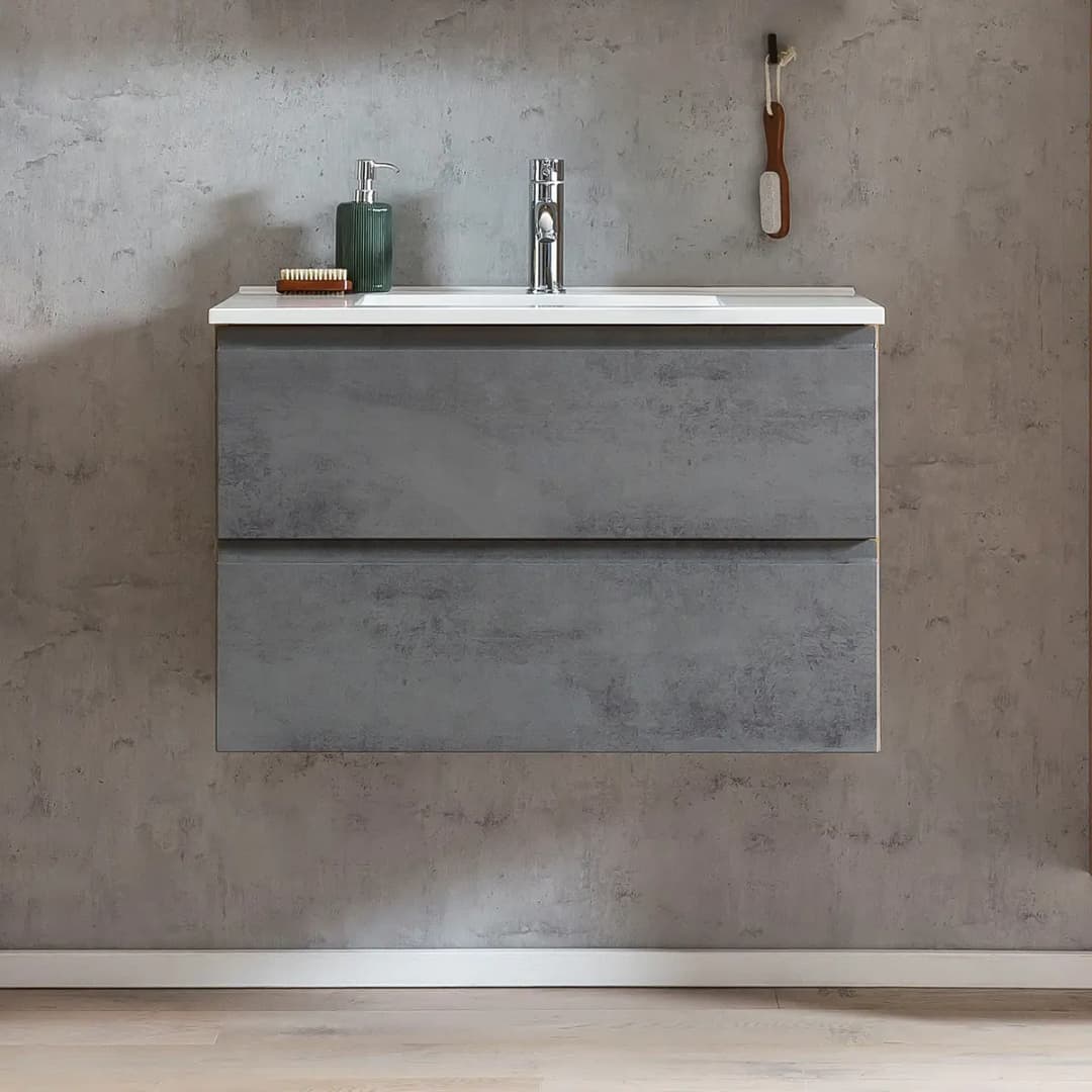Waschtisch I 80 x 56 x 47cm Grau/Beton Dekor | Grau