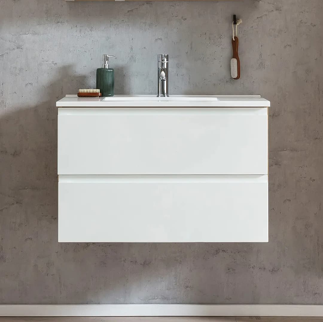 Casa Waschtisch I 80 x 56 x 47cm Weiß/Matt Weiß | Weiß