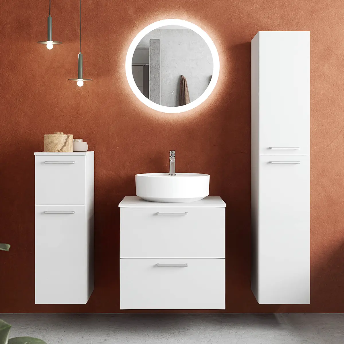 Badezimmerset MYBA LXXII 4-teilig 120cm Weiß/Hochglanz Weiß | Weiß