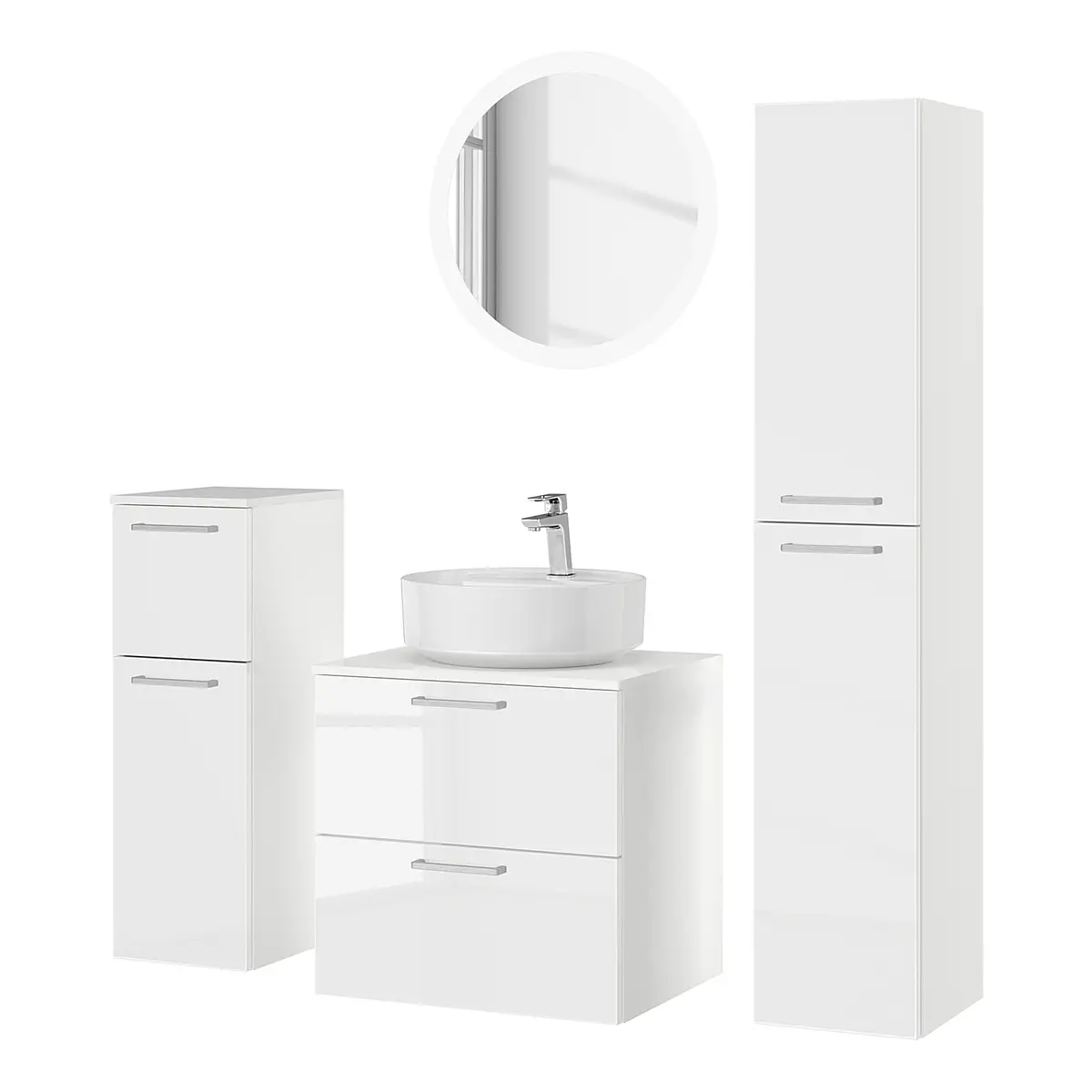 Badezimmerset MYBA LXXII 4-teilig 120cm Weiß/Hochglanz Weiß | Weiß