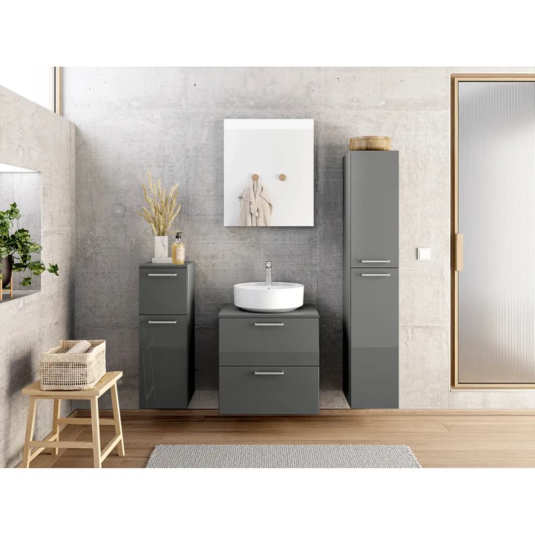 Badezimmerset MYBA LVIII 4-teilig 120cm Grau/Hochglanz Grau | Grau