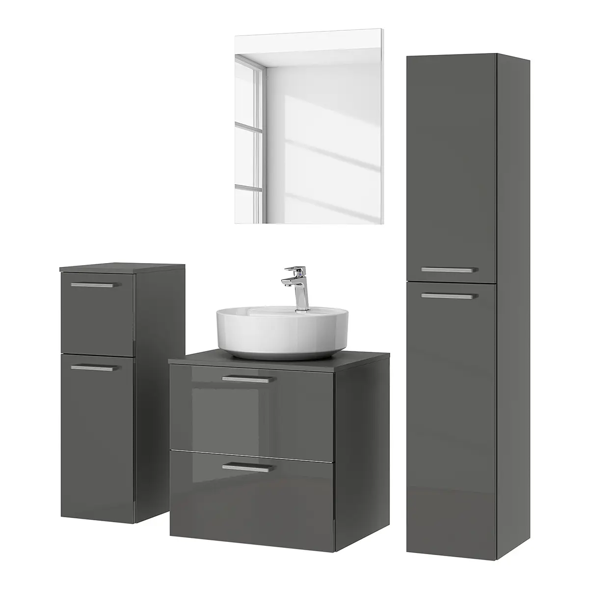 Badezimmerset MYBA LVIII 4-teilig 120cm Grau/Hochglanz Grau | Grau