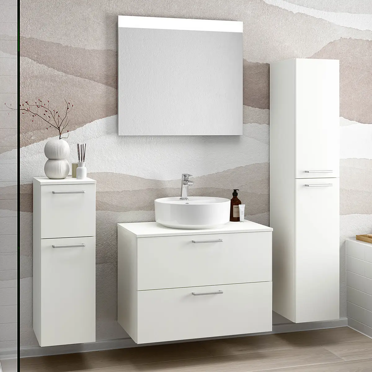 Badezimmerset MYBA LVIII 4-teilig 140cm Weiß/Weiß | Weiß