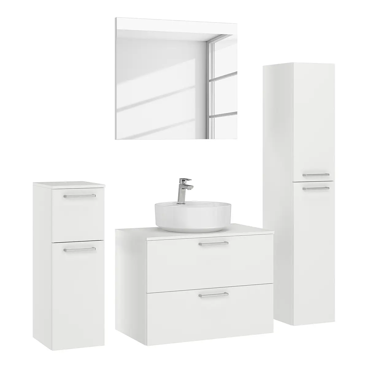 Badezimmerset MYBA LVIII 4-teilig 140cm Weiß/Weiß | Weiß