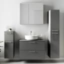 Badezimmerset MYBA LX 4-teilig 140cm Grau/Hochglanz Grau | Grau