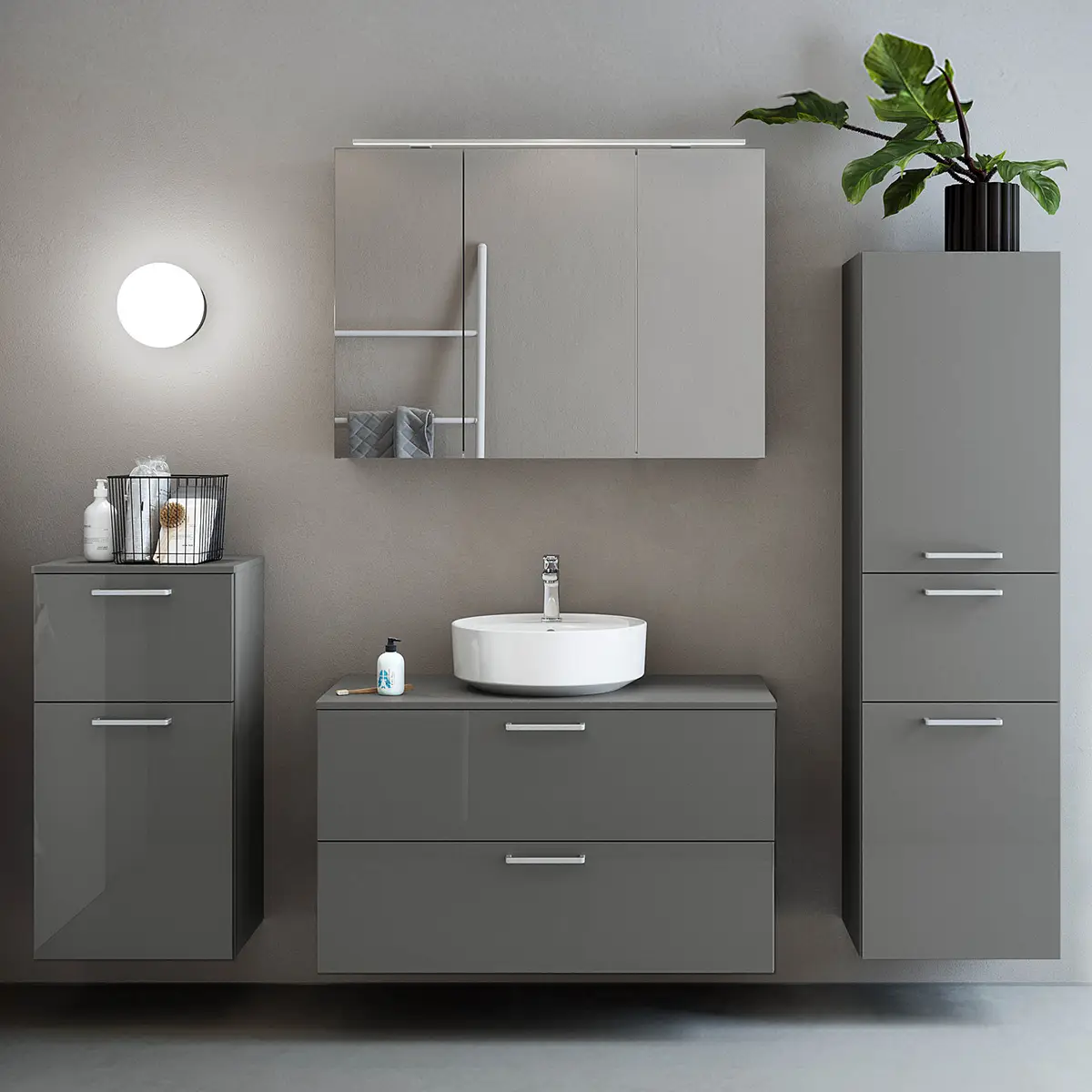 Badezimmerset MYBA LX 4-teilig | Grau