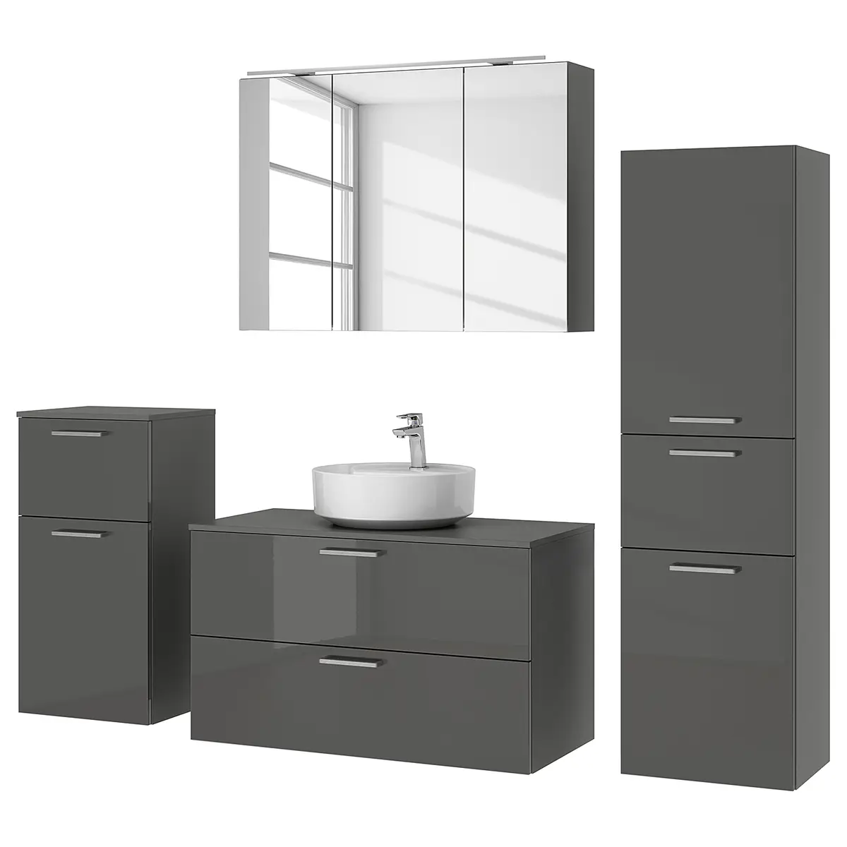 Badezimmerset MYBA LX 4-teilig | Grau