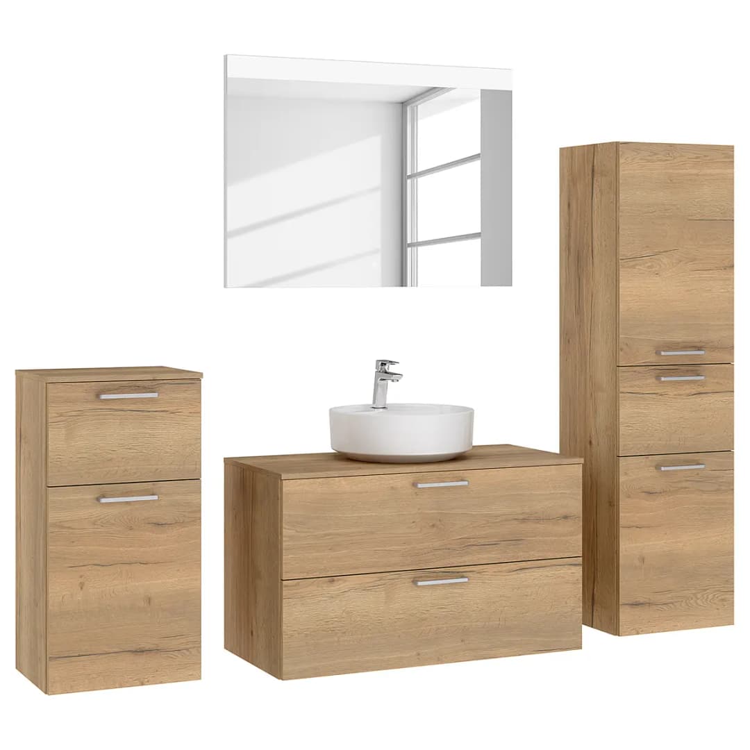 Badezimmerset MYBA LVIII 4-teilig 190cm Braun/Eiche Dekor