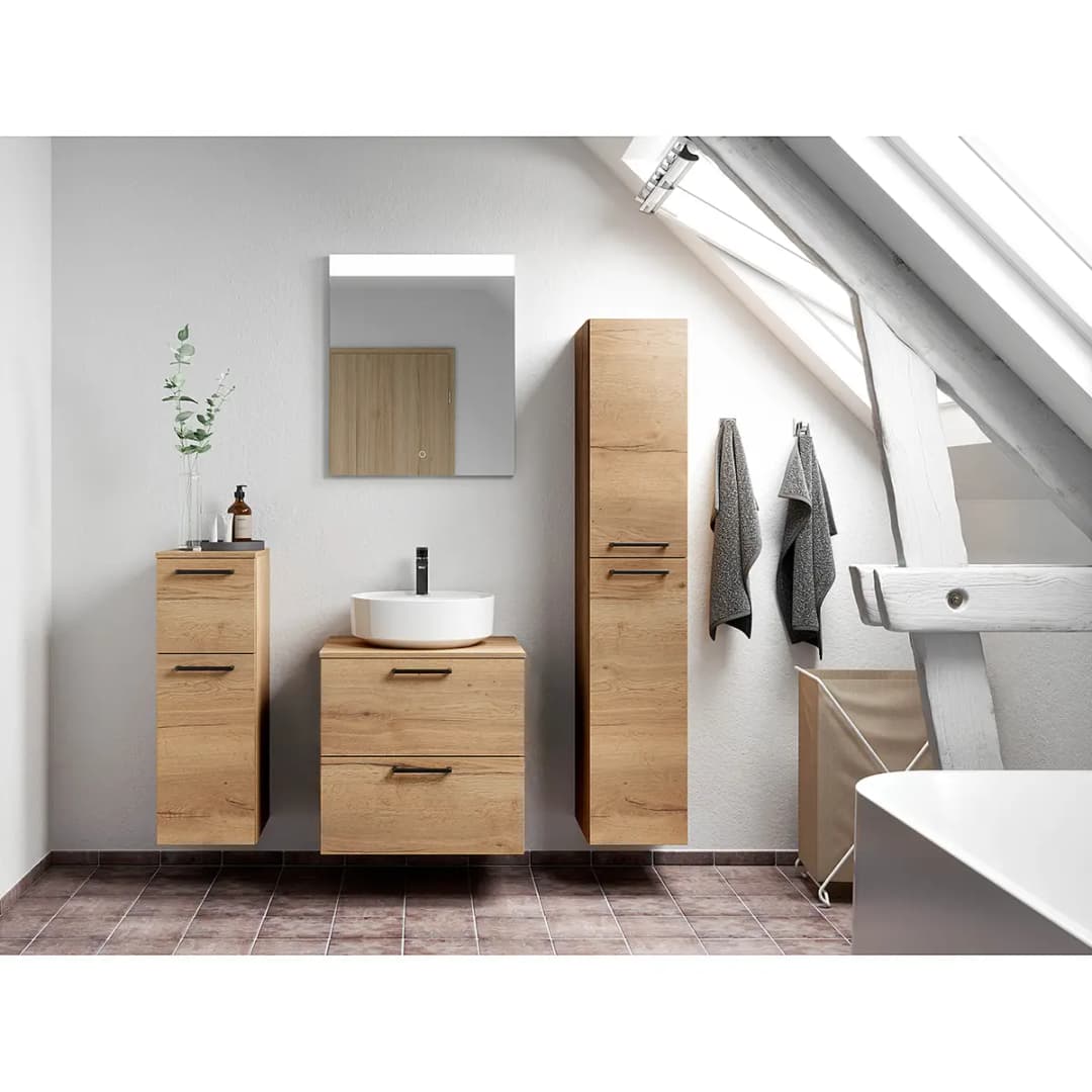 Badezimmerset MYBA LIX 4-teilig 120cm Braun/Eiche Dekor | Braun